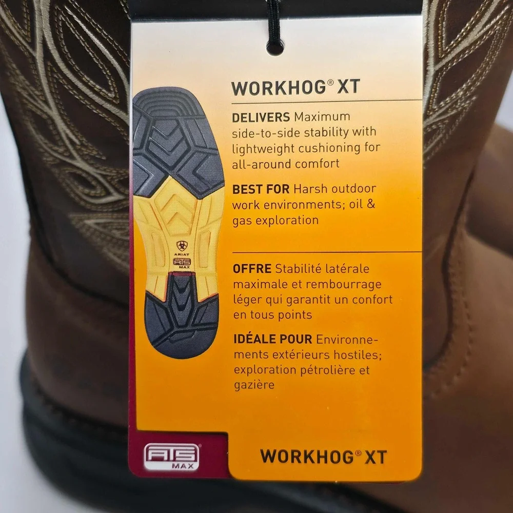 Ariat WorkHog XT Phoenix Carbon Toe Pull On Work Boots Men's 9.5 EE Brown NWT